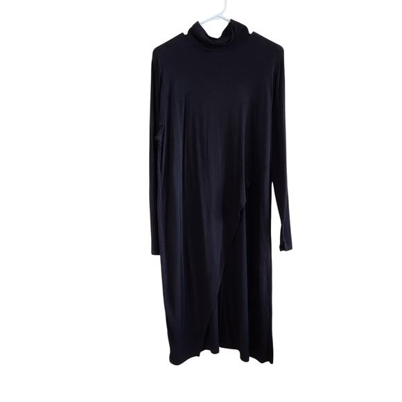 Eloquii Cowl Neck Asymmetrical Long Tunic Top Side Slit Navy Blue Size 18 - Picture 1 of 7